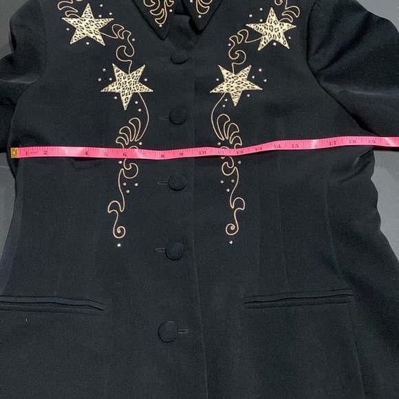 Scully By Marsha Wright Black Vintage Blazer with Leopard Print Stars; size L - Picture 9 of 10